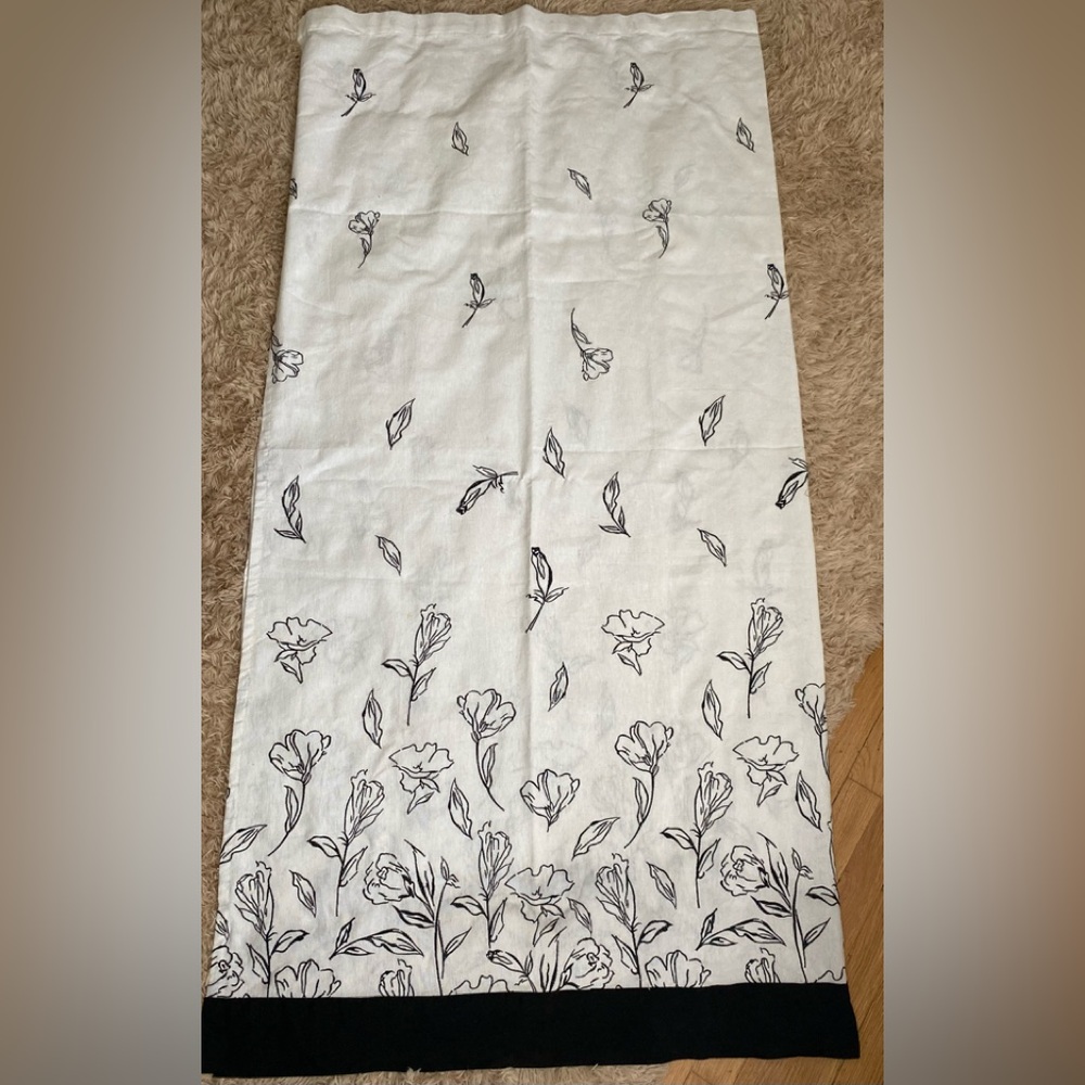 6/$20 Shower Curtain White with Black Embroidery Design